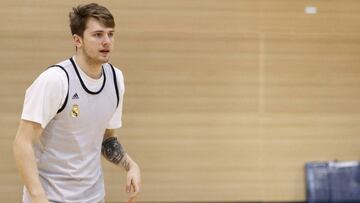 Luka Doncic, durante un entrenamiento con el Real Madrid.