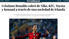 Según El Confidencial, Cristiano cobró de sus patrocinadores a través de una sociedad en Irlanda
