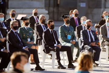 Los presidentes de la Xunta de Galicia, Alberto Nuñez Feijóo; Junta de Andalucía, Juanma Moreno; y Cantabria, Miguel Angel Revilla (de izda a dcha).