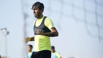 Escassi, durante un entrenamiento con el M&aacute;laga.