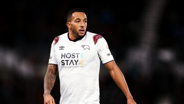 DERBY, ENGLAND - MARCH 12: Nathaniel Mendez-Laing of Derby County in action during the Sky Bet League One match between Derby County and Reading at Pride Park Stadium on March 12, 2024 in Derby, England. (Photo by Naomi Baker/Getty Images)