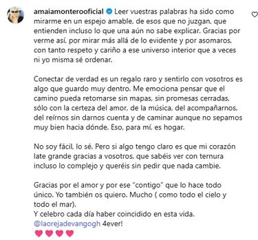 La declaración de amor de ‘La Oreja de Van Gogh’ a Amaia Montero: “Nos importa un comino mientras sea contigo” 