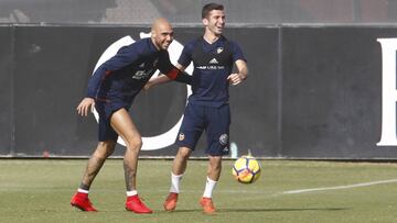 Zaza con Gay&agrave; en un entrenamiento en la Ciudad Deportiva de Paterna.
 
 
 