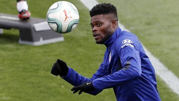 Thomas, en un entrenamiento con el Atl&eacute;tico.