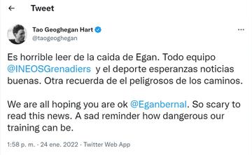 El mensaje del Tao Geoghengan Hart a Egan Bernal