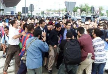 Riquelme en la llegada a Barcelona como nuevo jugador blaugrana en julio del 2002.