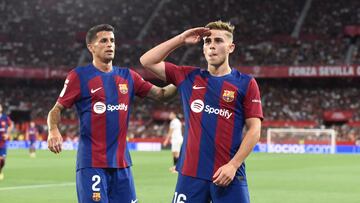 Fermín celebra su gol en el Sánchez Pizjuán.