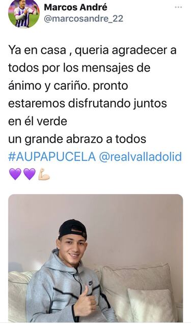 Marcos Andr¨¦ agradece las m¨²ltiples muestras de cari?o