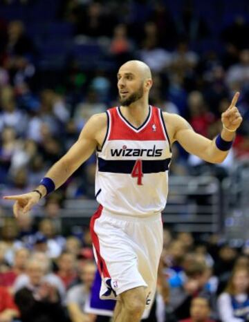 Marcin Gortat (Washington Wizards) durante el partido contra Sacramento Kings.