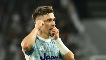 Juventus' Portuguese forward #07 Francisco Conceicao celebrates scoring his team's second goal during the FIFA Club World Cup 2025 Group G football match between Italy's Juventus and UAE's Al Ain FC at the Audi Field stadium Washington, DC, on June 18, 2025. (Photo by ROBERTO SCHMIDT / AFP)