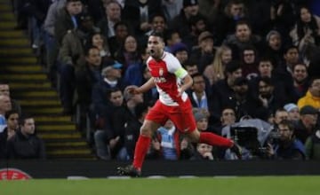 El delantero colombiano marcó el primer gol del Mónaco en el partido ante el Manchester City, en Inglaterra, en la ida de los octavos de final de Champions League.