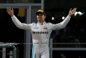 Nico Rosberg of Germany celebrates after winning the Formula One 2016 Drivers' World Championship