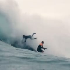 Nazaré casi mata a dos surfistas con sus olas gigantes en Navidad