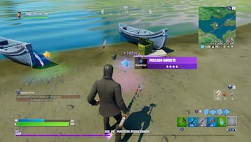 Obtenemos un pescado sorbete usando una caña de pescar en un punto de pesca