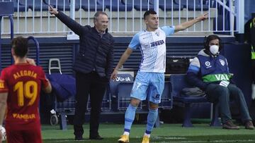 JIM, durante el Málaga - Zaragoza.