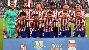 El once del Atlético contra el Real Madrid en la Supercopa de España.