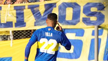 Sebastián Villa celebrando el gol del triunfo de Boca Juniors 0-1 sobre Ferro por 16vos de final de Copa Argentina.