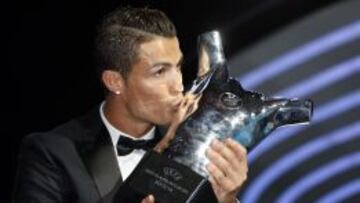 Cristiano Ronaldo, el día que recibió el galardón de mejor jugardor UEFA de la pasada temporada.