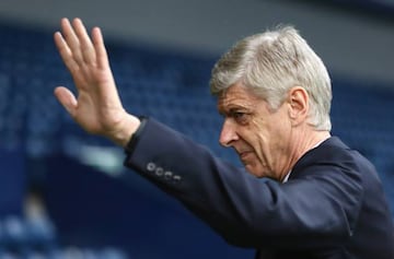 Arsene Wenger manager of Arsenal waves as he arrives prior to the Premier League match between West Bromwich Albion and Arsenal