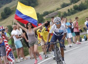 Nairo Quintana en la subida a La Toussuire.