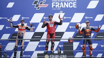 Petrucci, &Aacute;lex M&aacute;rquez y Pol en el podio de Le Mans.