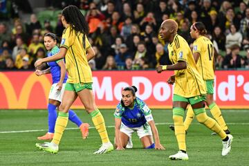 Melbourne (Australia), 02/08/2023.- Marta (C) of Brazil reacts during the FIFA Women's World Cup 2023 group F soccer match between Jamaica and Brazil at Melbourne Rectangular Stadium in Melbourne, Australia, 02 August 2023. (Mundial de Fútbol, Brasil) EFE/EPA/JOEL CARRETT AUSTRALIA AND NEW ZEALAND OUT EDITORIAL USE ONLY
