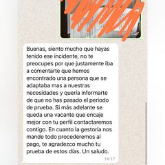 Despedida de su trabajo tras sufrir un accidente de coche por “no pasar el período de prueba”