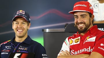 Vettel y Alonso compartieron rueda de prensa en Abu Dhabi 2014.