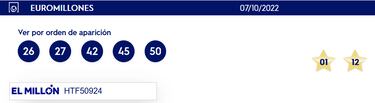 Euromillones: comprobar los resultados del sorteo de hoy, viernes 7 de octubre