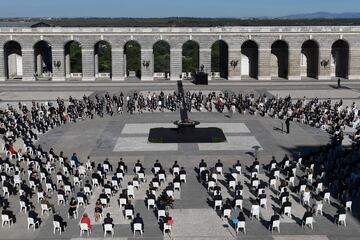 Vista general del Patio de la Armería del Palacio Real donde se celebra este jueves el homenaje de Estado a las víctimas de la pandemia de coronavirus.