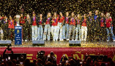Las jugadoras de la Selección Española en el Palacio de Vistalegre.