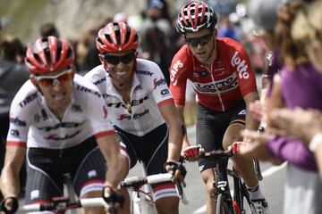 Bauke Mollema, Alberto Contador y  Tony Gallopin en una escapada durante la etapa 17ª del Tour. 
