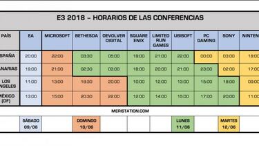 E3 2018: Horarios, fechas y conferencias