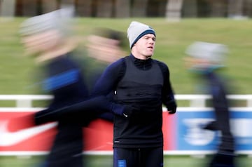 England's Wayne Rooney training at St. George's Park yesterday.