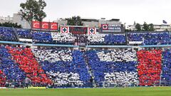    Fans o Aficion with Mosaic during the Semifinals second leg match between Cruz Azul and Monterrey  as part of the Torneo Clausura 2024 Liga BBVA MX at Ciudad de los Deportes Stadium on May 19, 2024 in Mexico City, Mexico.