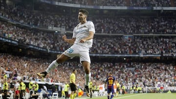 16/08/17 PARTIDO VUELTA DE LA SUPERCOPA ESPAÑA
REAL MADRID - BARCELONA
PRIMER GOL MARCO ASENSIO 1-0 alegria