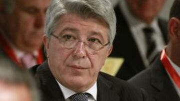 El presidente del Atlético de Madrid, Enrique Cerezo, durante la Asamblea General de la Federación Española de Fútbol (RFEF).
