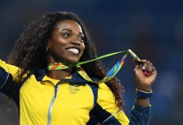 La colombiana tiene dos medallas en los Juegos Olímpicos. Ganó plata en el salto triple de Londres y el oro en Río.