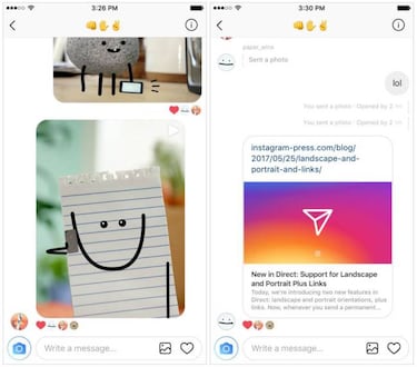 Instagram Direct ya te deja compartir enlaces y fotos en la orientación que quieras