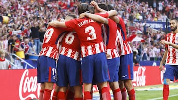 Los jugadores del Atl&eacute;tico celebran un gol. 