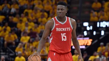 SALT LAKE CITY, UT - MAY 06: Clint Capela #15 of the Houston Rockets controls the ball in the second half during Game Four of Round Two of the 2018 NBA Playoffs against the Utah Jazz at Vivint Smart Home Arena on May 6, 2018 in Salt Lake City, Utah. The Rockets beat the Jazz 100-87. NOTE TO USER: User expressly acknowledges and agrees that, by downloading and or using this photograph, User is consenting to the terms and conditions of the Getty Images License Agreement.   Gene Sweeney Jr./Getty Images/AFP
 == FOR NEWSPAPERS, INTERNET, TELCOS &amp; TELEVISION USE ONLY ==