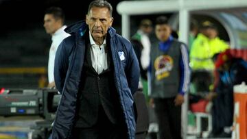 Miguel Ángel Russo durante un partido de Millonarios en El Campín por la Liga Águila I-2017