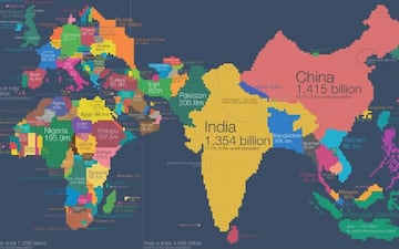 El mapa del mundo...por población mundial.