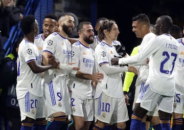 1-3. Karim Benzema celebra el tercer gol.