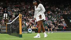 Wimbledon (United Kingdom), 28/06/2022.- Serena Williams of USA reacts in the women's first round match against Harmony Tan of France at the Wimbledon Championships, in Wimbledon, Britain, 28 June 2022. (Tenis, Francia, Reino Unido, Estados Unidos) EFE/EPA/ANDY RAIN EDITORIAL USE ONLY

