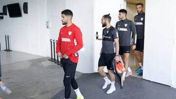 Munir, Cifu, Luis Muñoz y Adrian enuna imagen de archivo saliendo a entrenar a La Rosaleda,