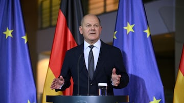 German Chancellor Olaf Scholz attends a media briefing at the Chancellery after sacking Finance Minister Christian Lindner following a meeting with the heads of the so-called "Traffic Light Coalition" of the Social Democratic Party (SPD), the Greens and Lindner's Free Democratic Party (FDP), in Berlin, Germany, November 6, 2024. REUTERS/Annegret Hilse