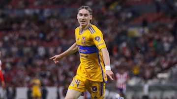Marcelo Flores celebrates his goal 0-4 of Tigres during the game Guadalajara vs Tigres UANL, corresponding to Round 14 of the Torneo Apertura 2023 of the Liga BBVA MX, at Jalisco Stadium, on October 28, 2023.
<br><br>
Marcelo Flores celebra su gol 0-4 de Tigres durante el partido Guadalajara vs Tigres UANL, correspondiente a la Jornada 14 del Torneo Apertura 2023 de la Liga BBVA MX, en el Estadio Jalisco, el 28 de Octubre de 2023.