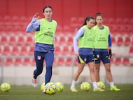 Júlia Bartel, durante un entrenamiento del Atlético esta temporada.