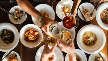 A toast over a dinner